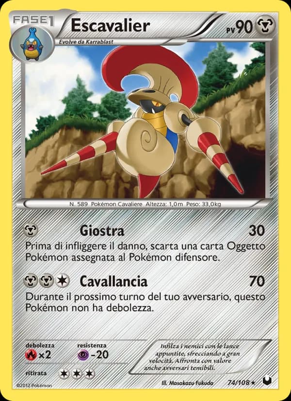 Escavalier card in Italian