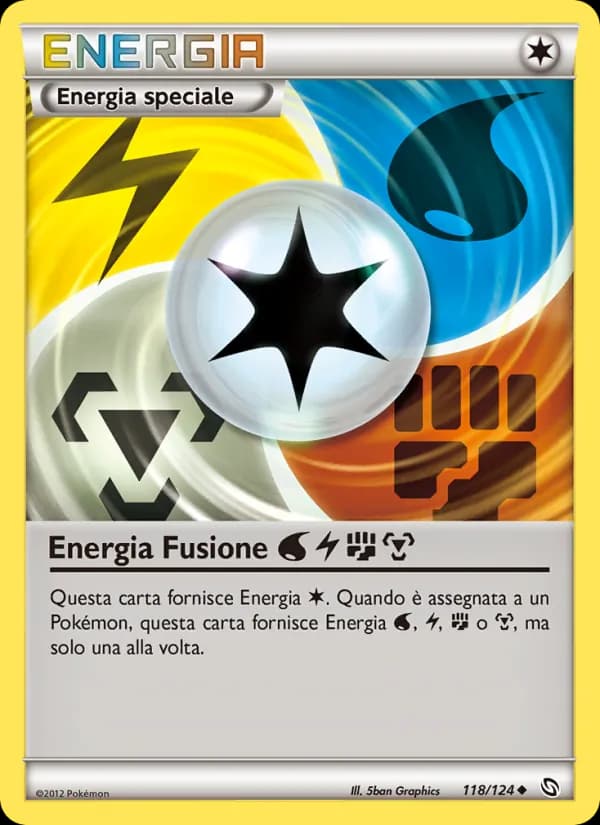 Energia Fusione WaterLightningFightingMetal card in Italian