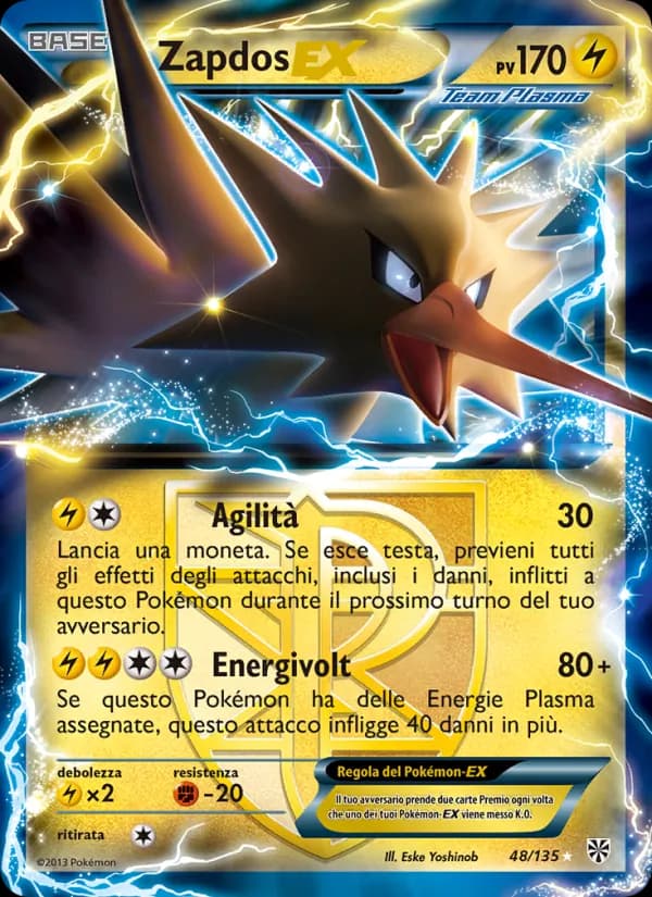Zapdos-EX card in Italian