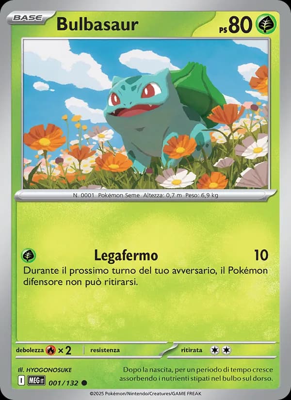 Bulbasaur card in Italian