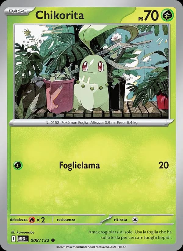Chikorita card in Italian