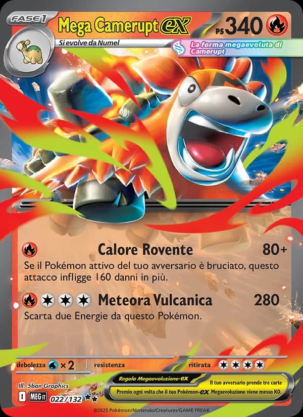 Mega Camerupt-ex card in Italian