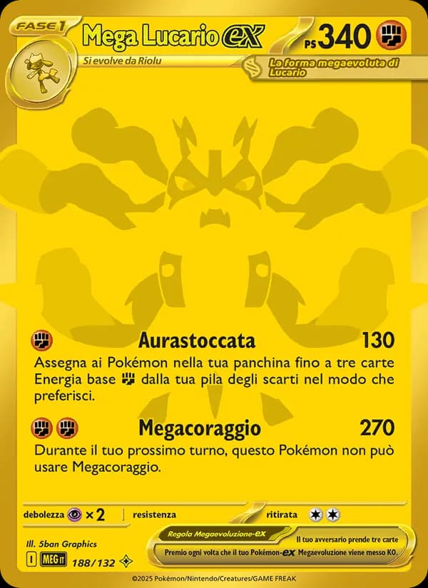 Mega Lucario-ex card in Italian