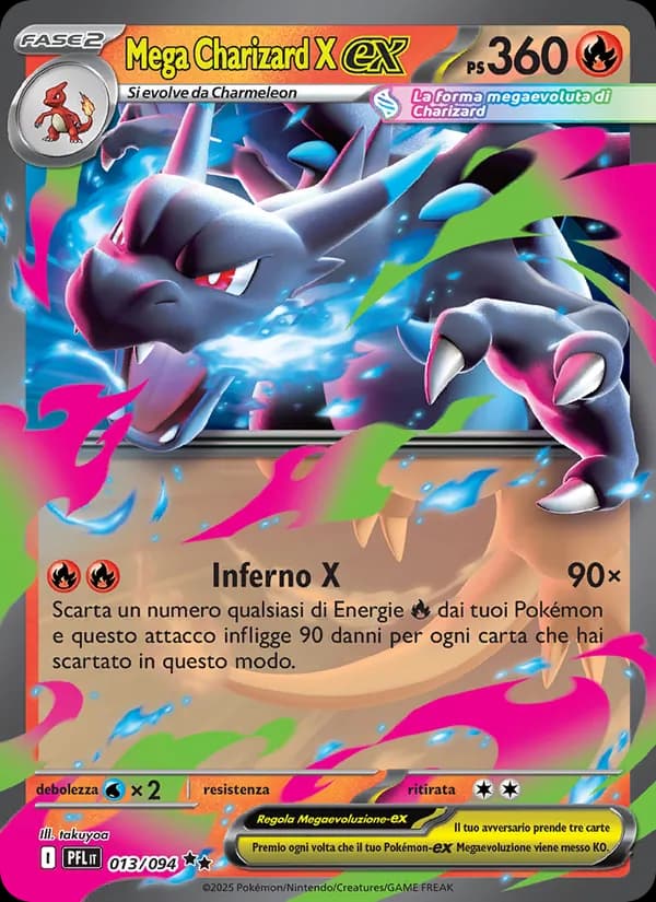 Mega Charizard X-ex card in Italian