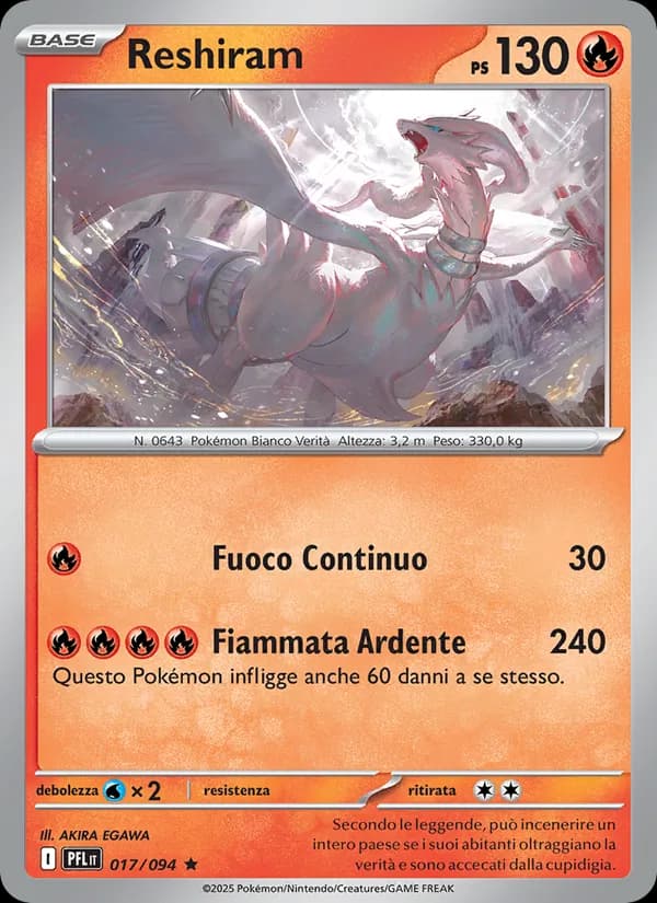 Reshiram card in Italian