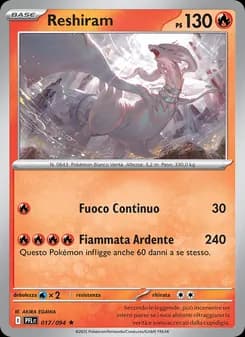 Reshiram card in Italian