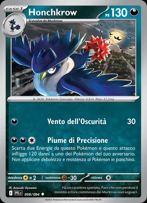 Honchkrow card in Italian
