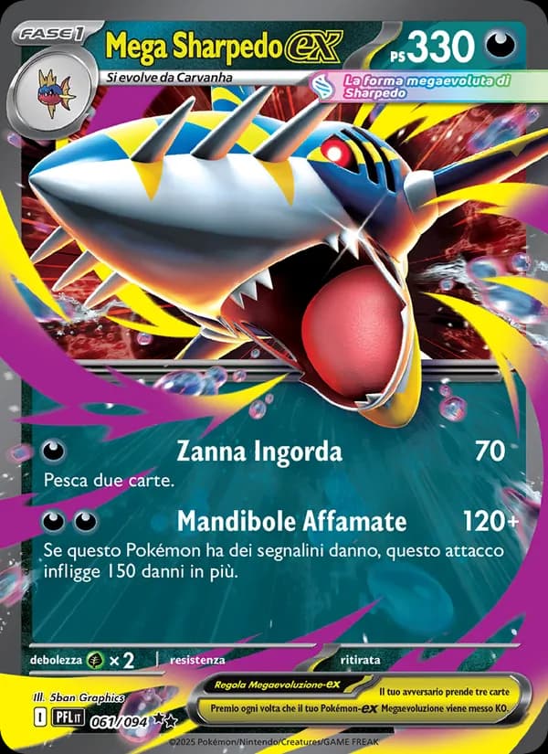 Mega Sharpedo-ex card in Italian