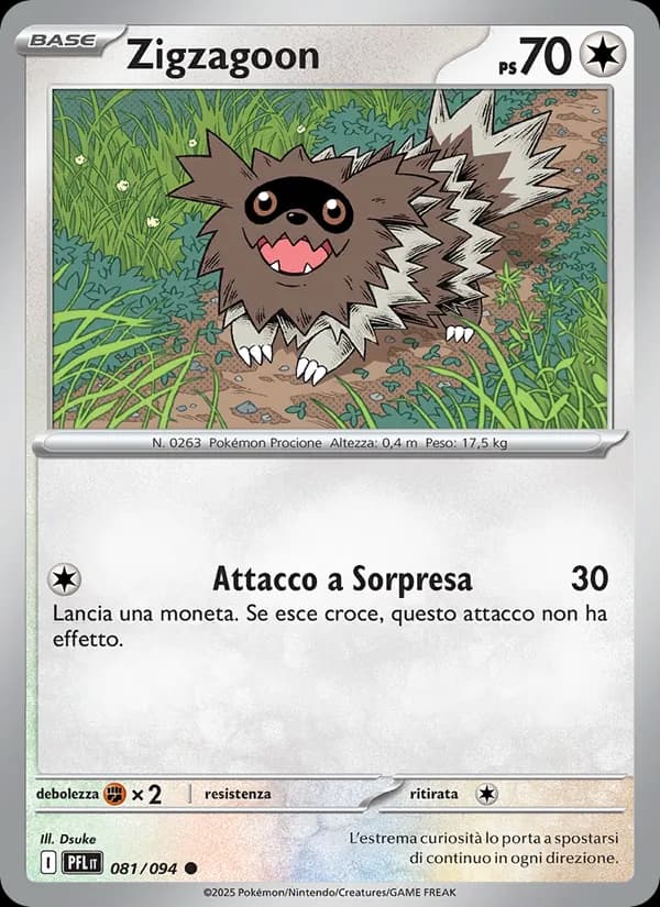 Zigzagoon card in Italian