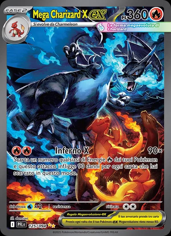Mega Charizard X-ex card in Italian