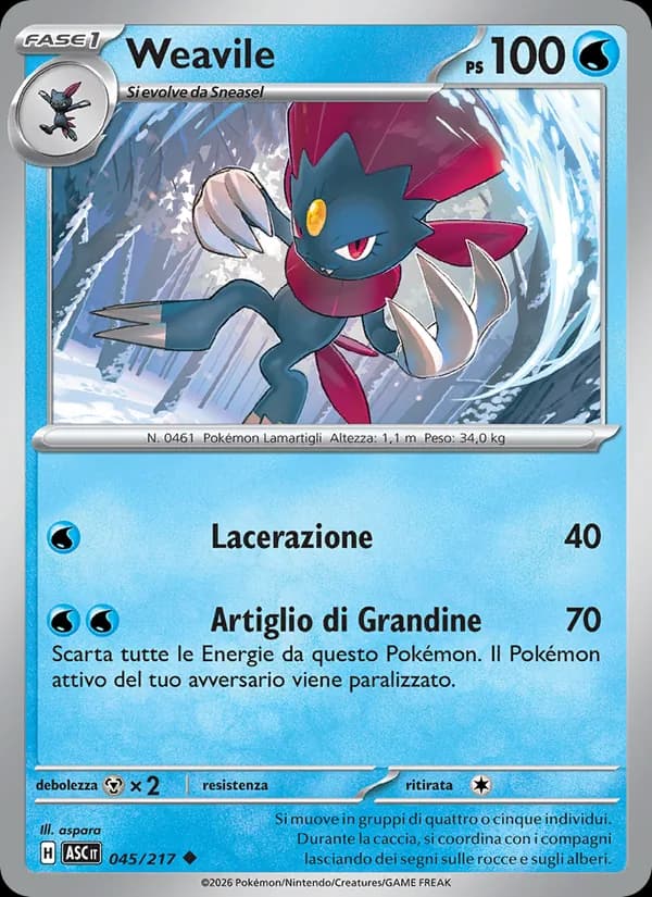 Weavile card in Italian