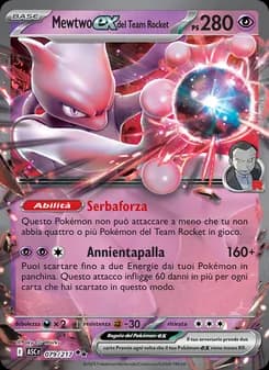Mewtwo-ex del Team Rocket card in Italian