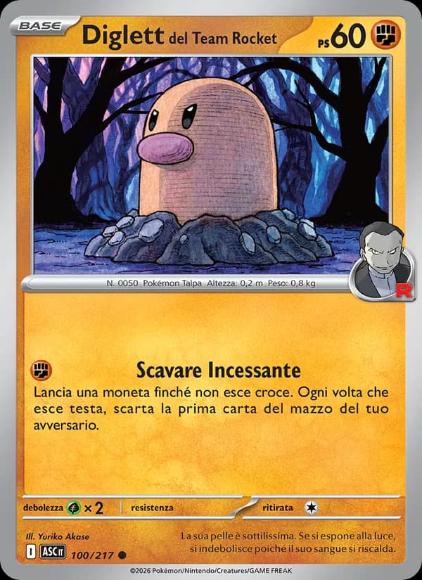 Diglett del Team Rocket card in Italian