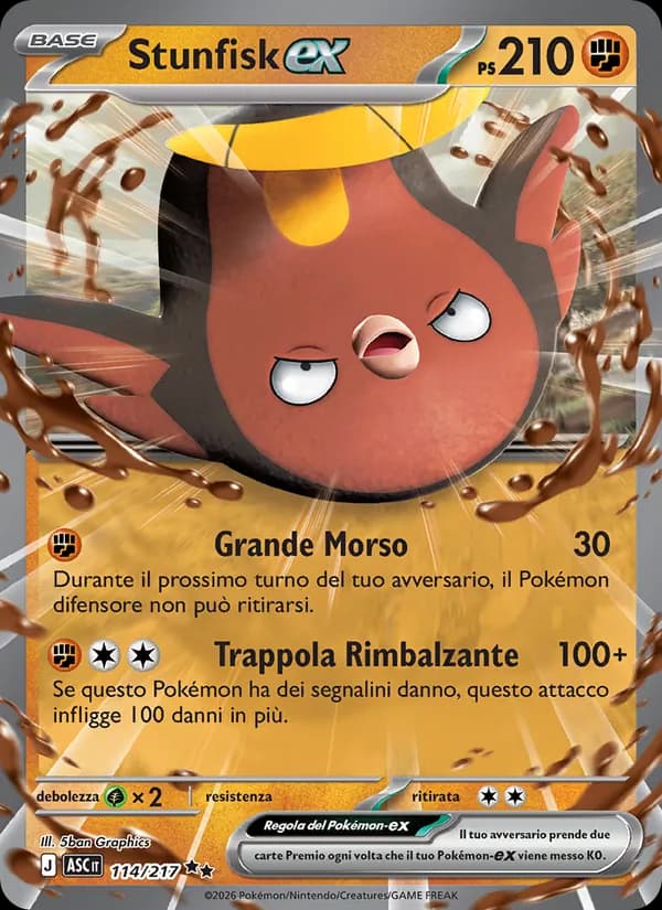 Stunfisk-ex card in Italian