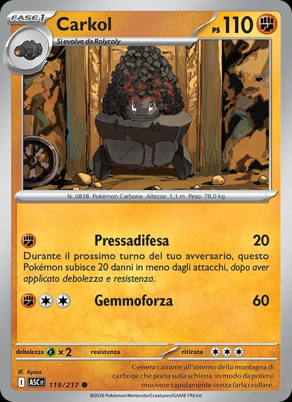 Carkol card in Italian