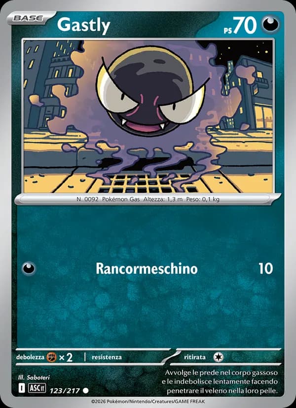 Gastly card in Italian