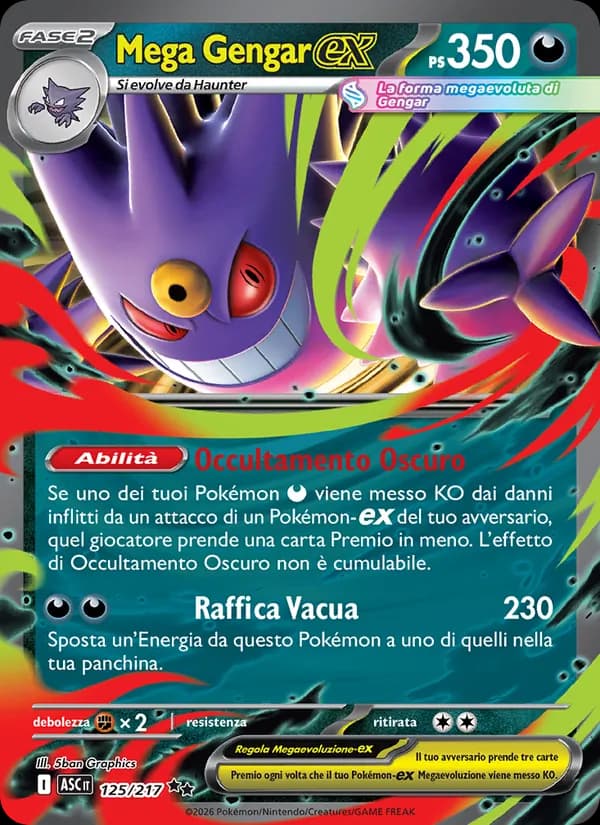 Mega Gengar-ex card in Italian