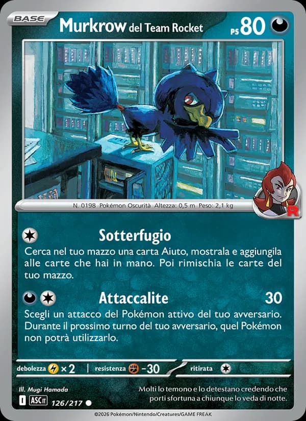 Murkrow del Team Rocket card in Italian