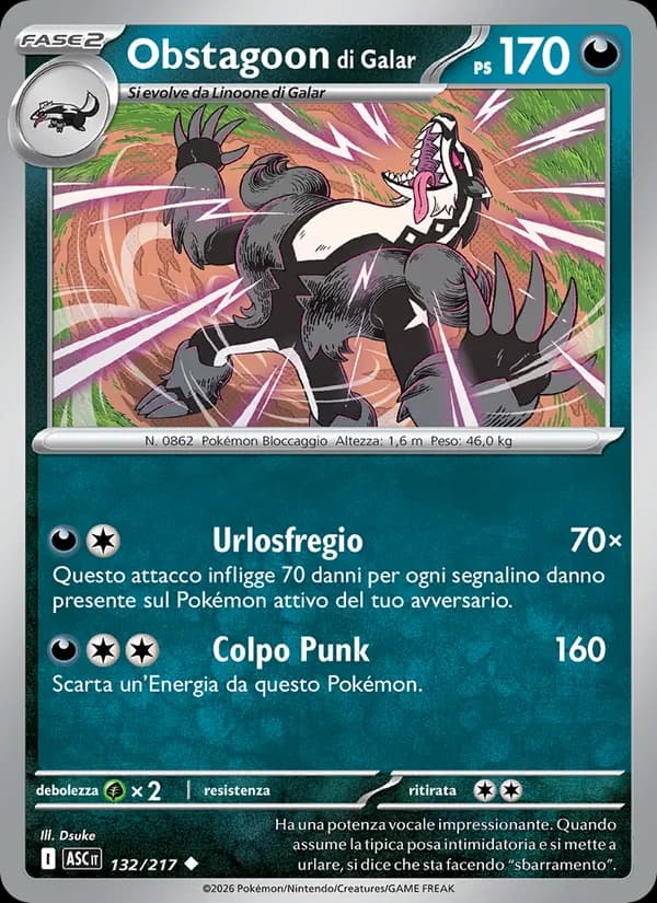 Obstagoon di Galar card in Italian