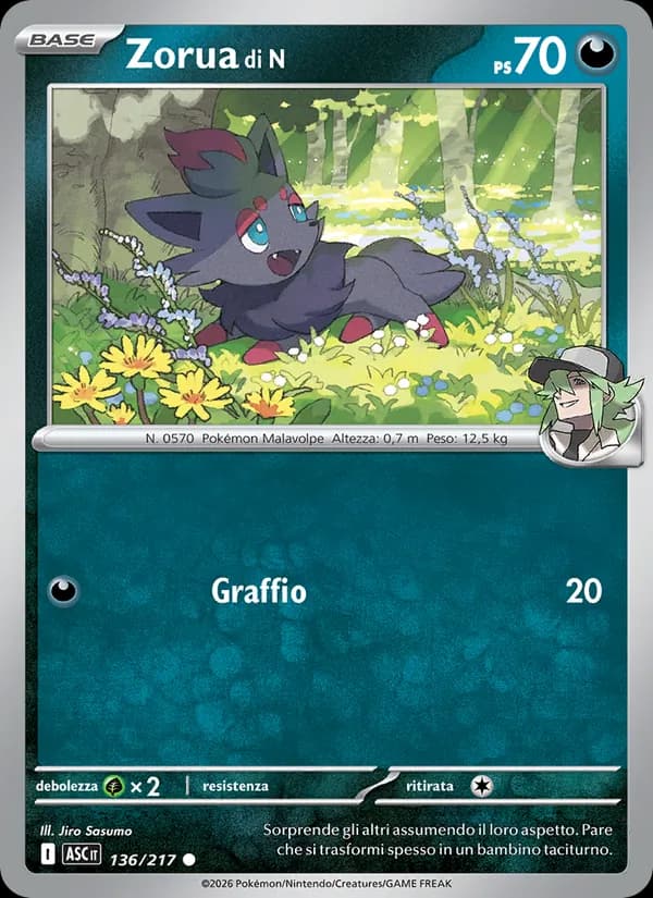 Zorua di N card in Italian