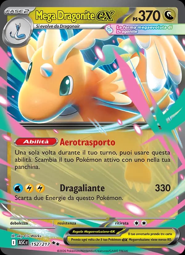 Mega Dragonite-ex card in Italian