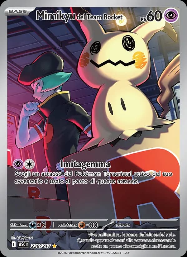 Mimikyu del Team Rocket card in Italian