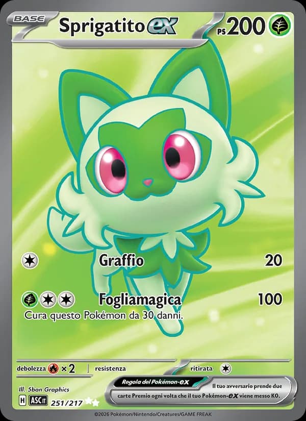 Sprigatito-ex card in Italian