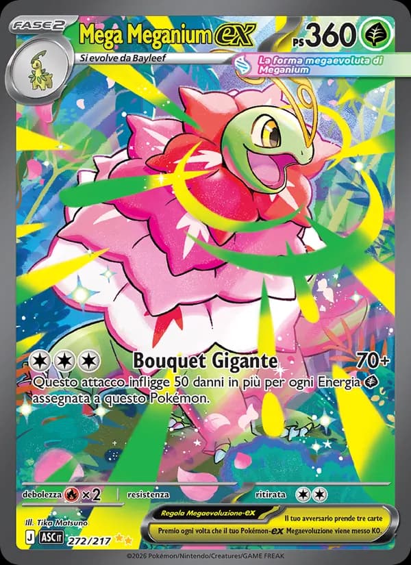 Mega Meganium-ex card in Italian