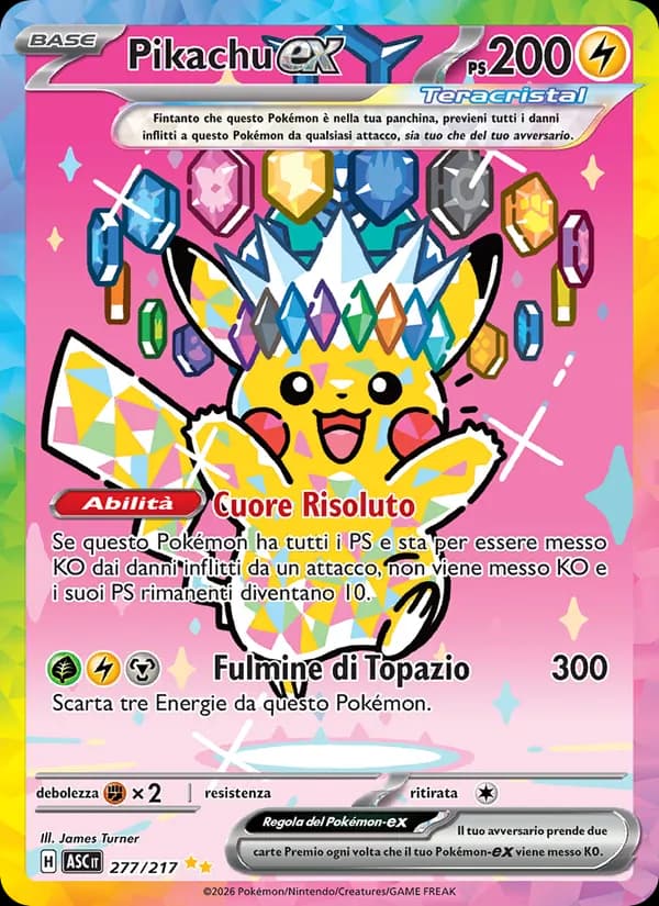 Pikachu-ex card in Italian