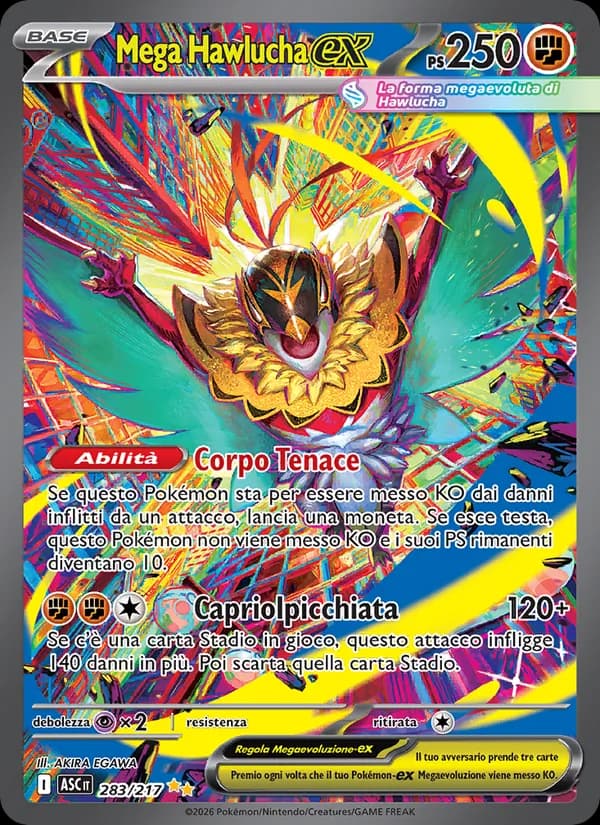 Mega Hawlucha-ex card in Italian