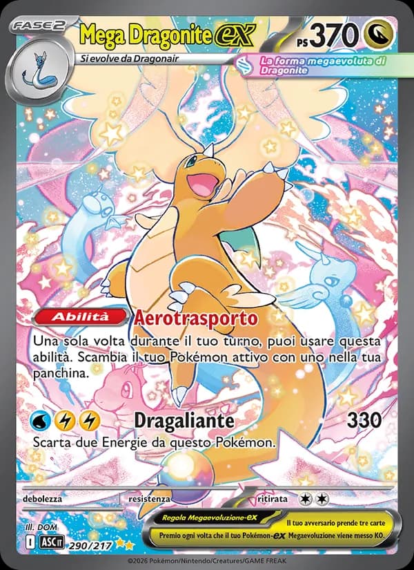 Mega Dragonite-ex card in Italian