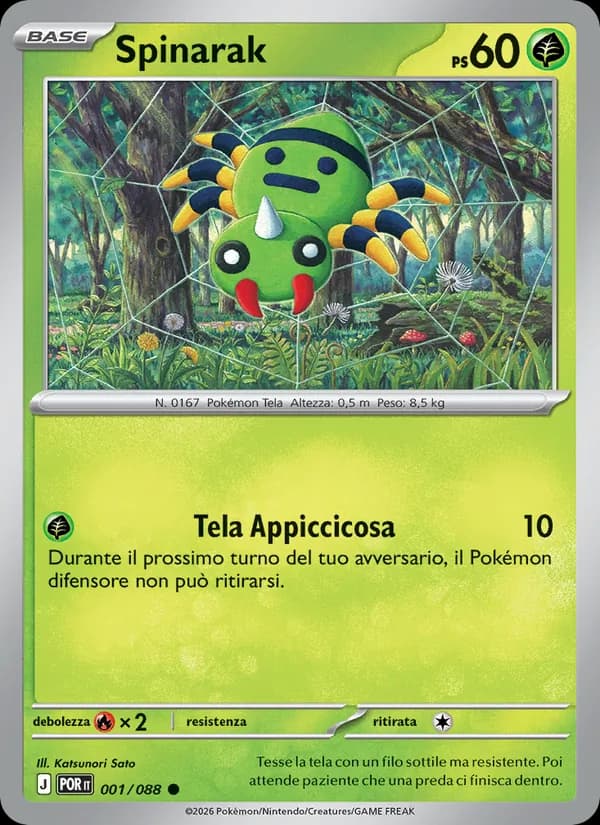 Spinarak card in Italian