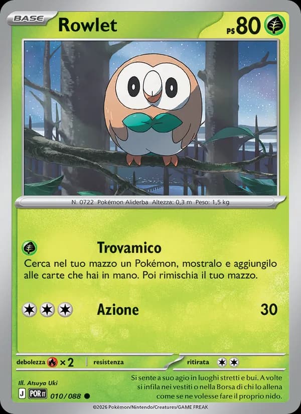 Rowlet card in Italian