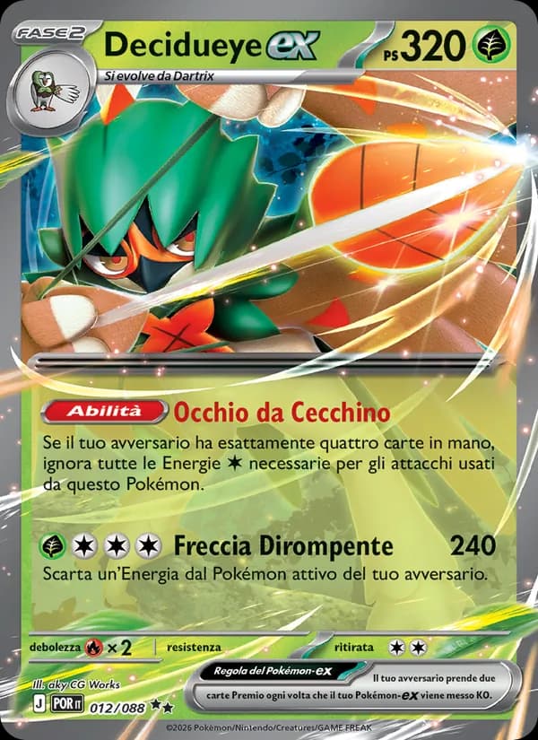 Decidueye-ex card in Italian