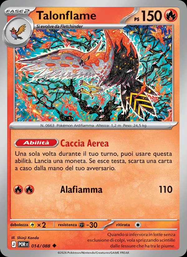 Talonflame card in Italian