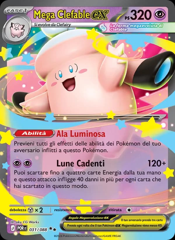 Mega Clefable-ex card in Italian