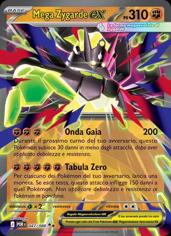 Mega Zygarde-ex card in Italian