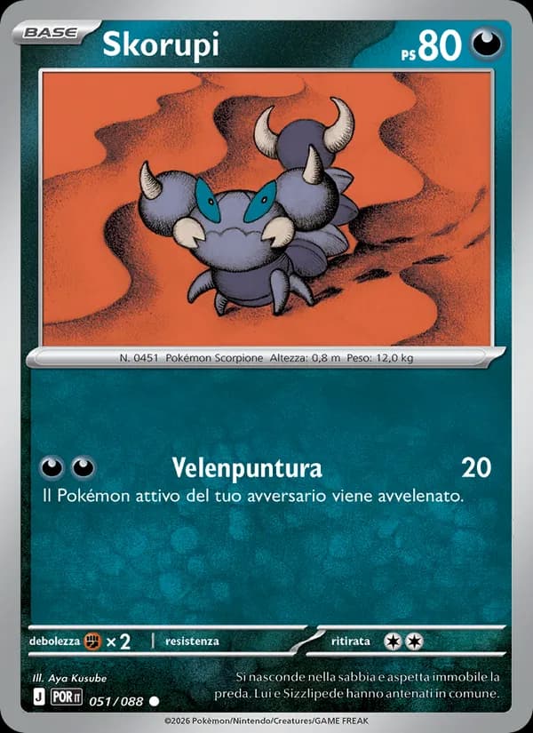 Skorupi card in Italian