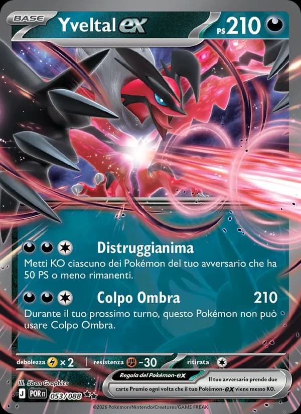 Yveltal-ex card in Italian