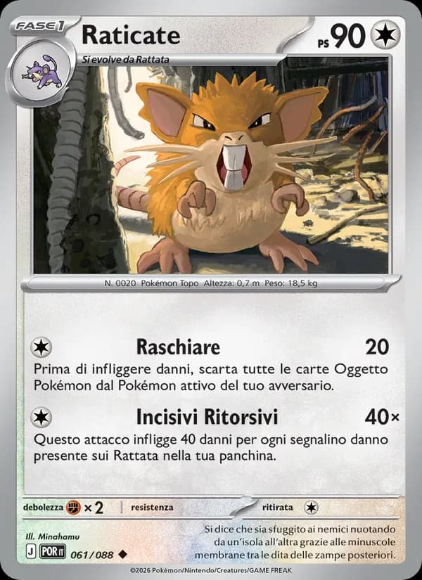 Raticate card in Italian