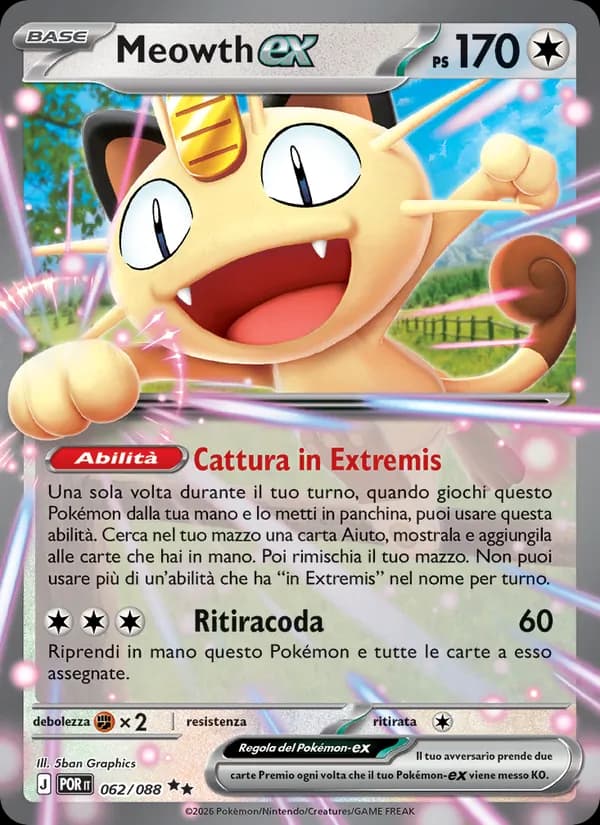 Meowth-ex card in Italian