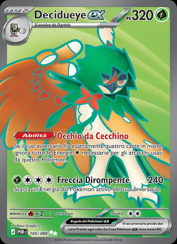 Decidueye-ex card in Italian