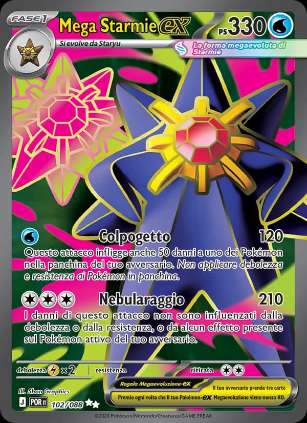 Mega Starmie-ex card in Italian