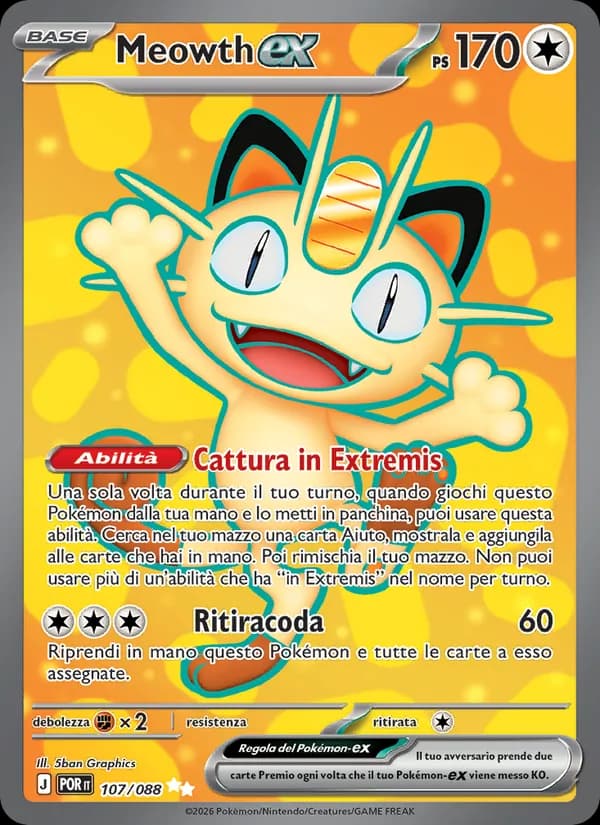 Meowth-ex card in Italian