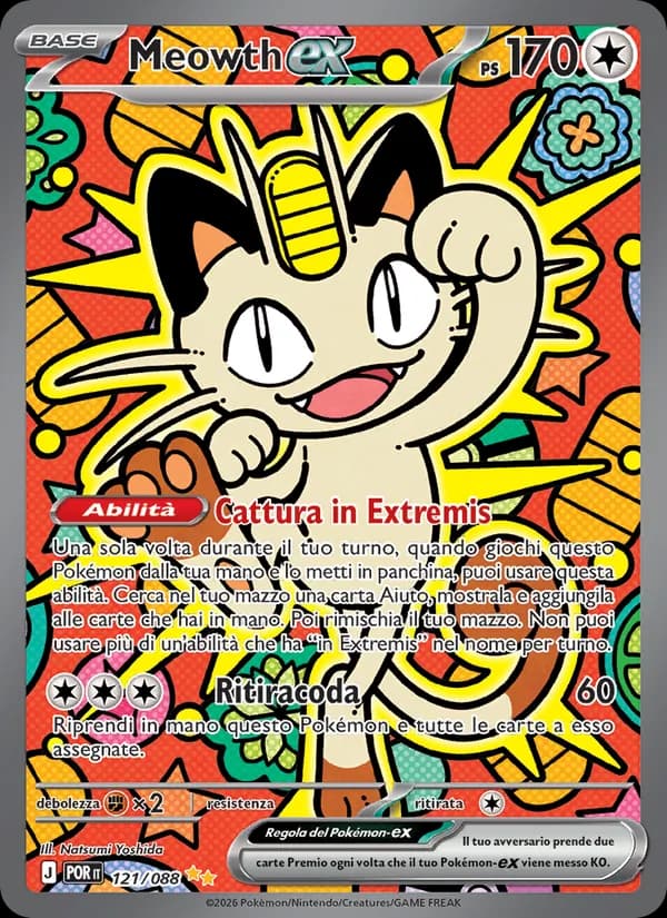 Meowth-ex card in Italian