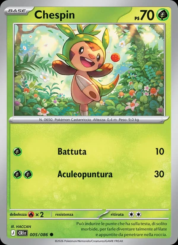 Chespin card in Italian