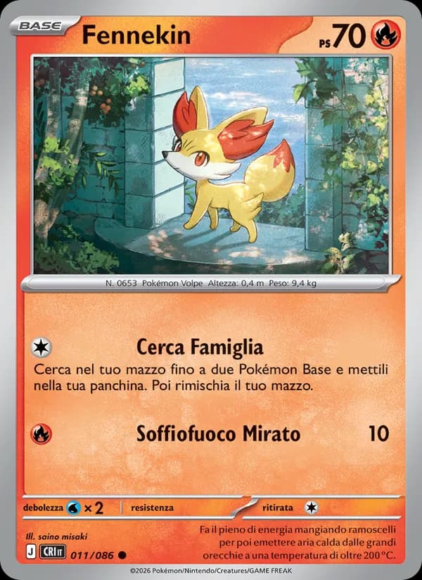 Fennekin card in Italian