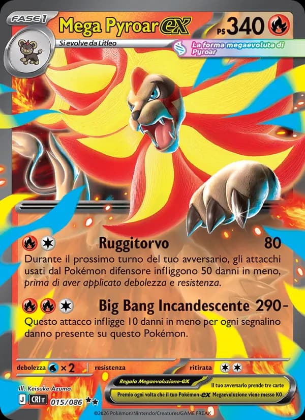 Mega Pyroar-ex card in Italian