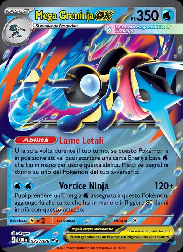 Mega Greninja-ex card in Italian