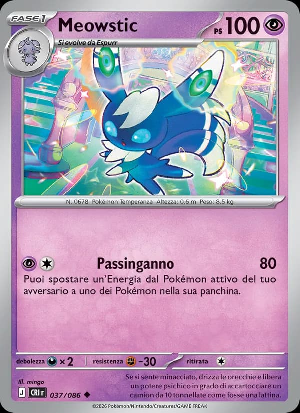 Meowstic card in Italian